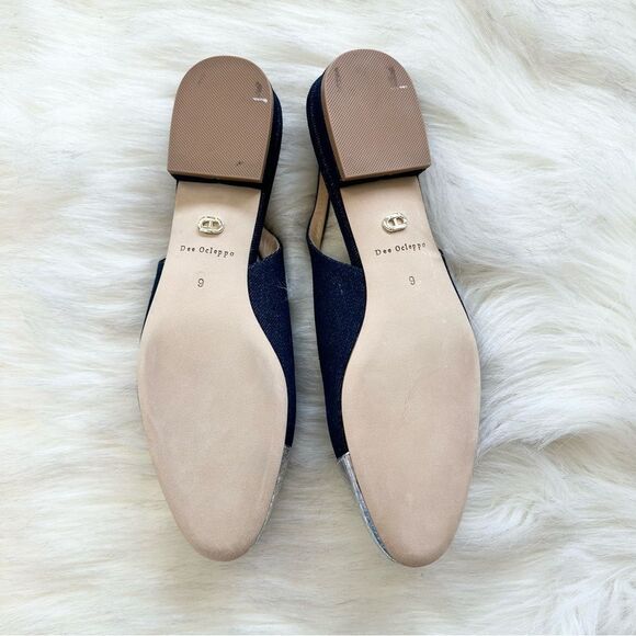 NWT Dee Ocleppo Mumbai ballerina slingback shoes Navy Blue Denim Silver Size 9 - Picture 7 of 8